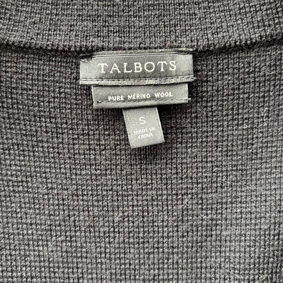 Talbots Classic Black Blazer with Button Detail, 100% Merino Wool - Picture 3 of 4